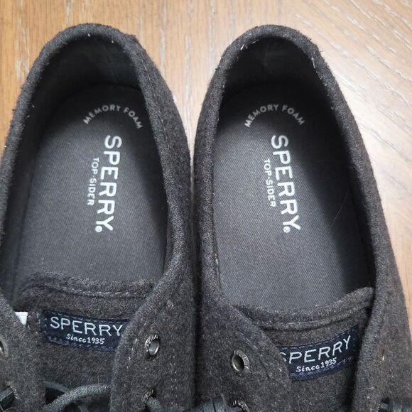 Sperry Seacoast Charcoal Soft Wool Flannel Boat Shoes 8.5 - Picture 9 of 9
